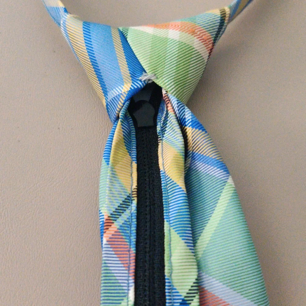 Kids Nordstrom Silk Plaid Blue, Yellow and Green Tie NWOT